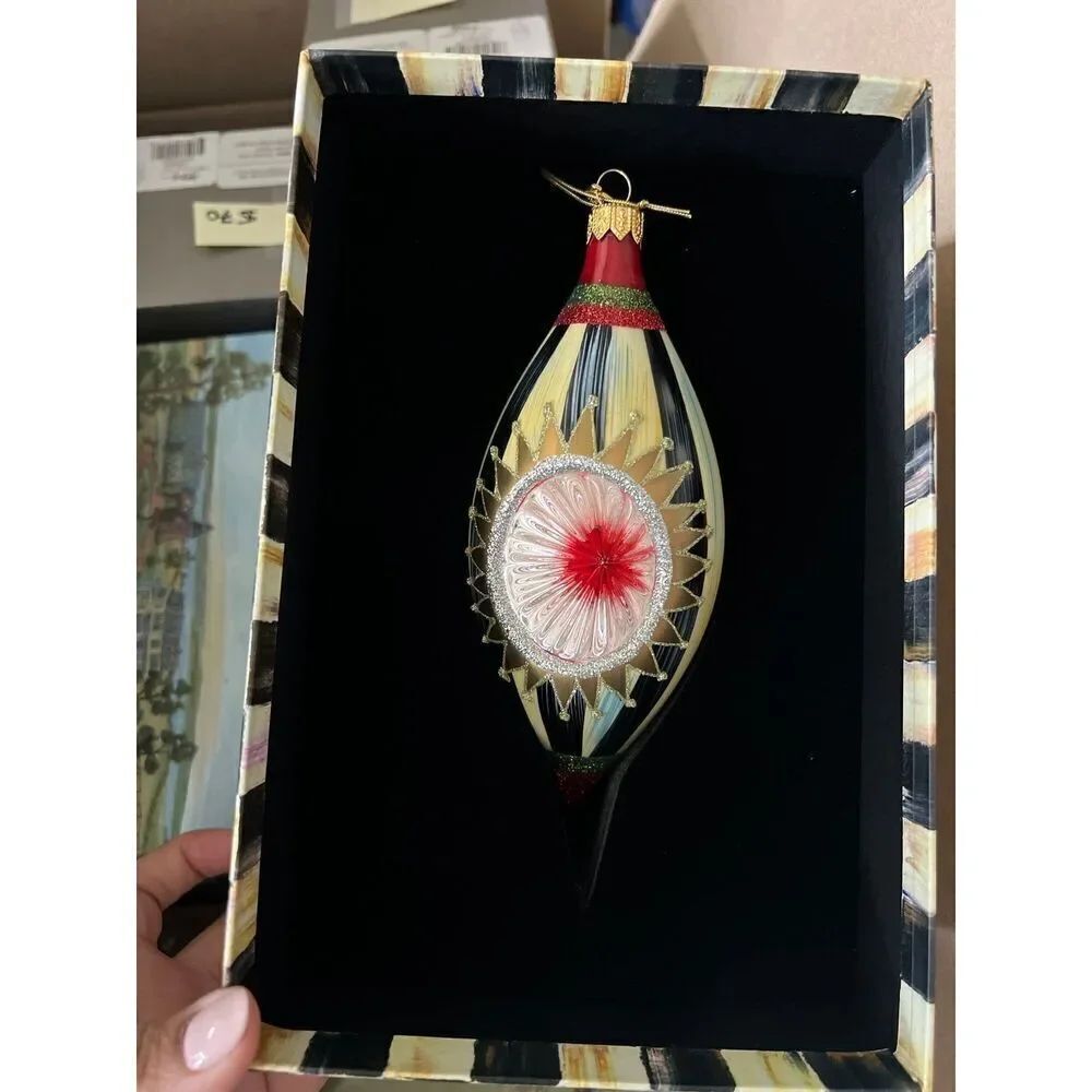 NIB Mackenzie Childs Comet Drop Poland Blown Glass ORNAMENT